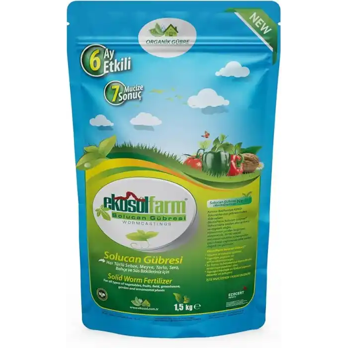 EkosolFarm Sıvı ve Katı Form Solucan Gübresi, Ev Bitkileri, Çiçekli Bitkiler, Meyve ve Sebzeler için Üniversal Organik Sıvı Gübresi
