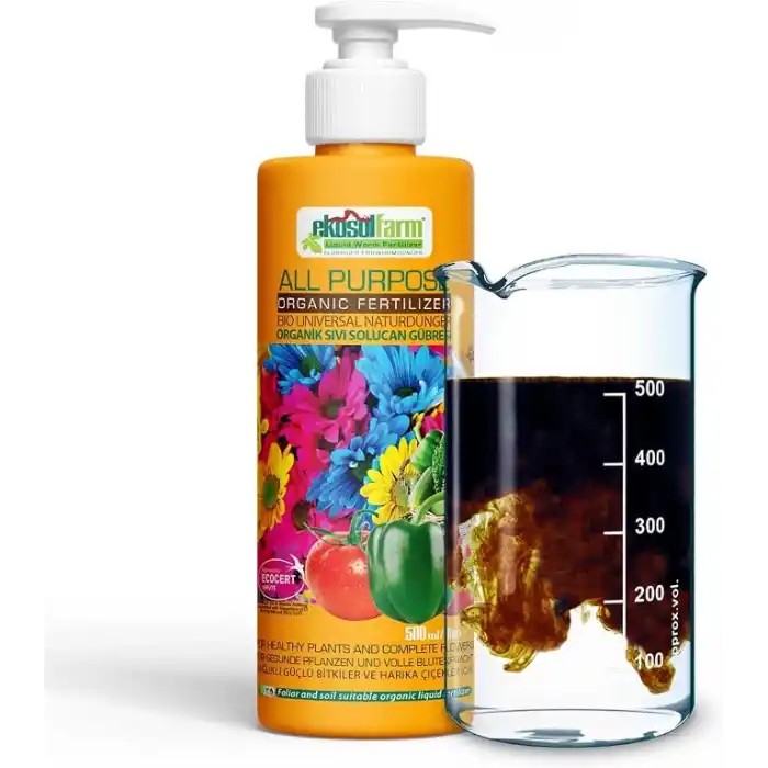EkosolFarm Sıvı ve Katı Form Solucan Gübresi, Ev Bitkileri, Çiçekli Bitkiler, Meyve ve Sebzeler için Üniversal Organik Sıvı Gübresi