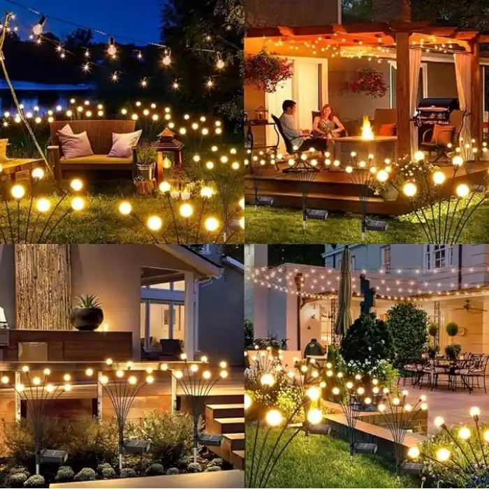 Güneş Enerjili Ateş Böceği Bahçe Aydınlatması, IP65 Su Geçirmez Dış Mekan Dekoratif Solar Lamba, 2 Modlu (Sabit/Yanıp Sönen), Otomatik Sensörlü Çim, Veranda ve Peyzaj Işığı