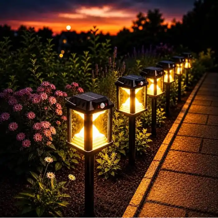 Panter Solar Bahçe Aydınlatması, Balkon Dekorasyonu, Güneş Enerjili Hareket Sensörlü, 3000K Sarı Gün Işığı Filament LED Dış Mekan Su Geçirmez Çim Yol Peyzaj Patika Aydınlatma Dekoratif Lamba 55 CM