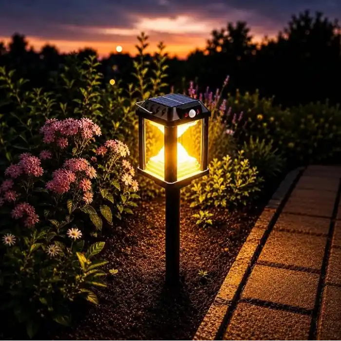 Panter Solar Bahçe Aydınlatması, Balkon Dekorasyonu, Güneş Enerjili Hareket Sensörlü, 3000K Sarı Gün Işığı Filament LED Dış Mekan Su Geçirmez Çim Yol Peyzaj Patika Aydınlatma Dekoratif Lamba 55 CM