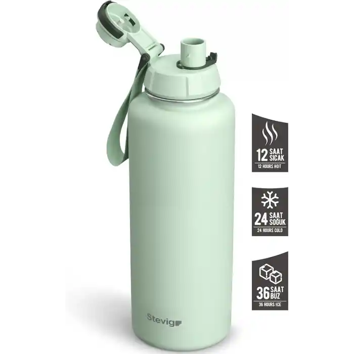 Stevig 1 Hand Leak-Proof Sızdırmaz Çelik Termos 1500 ML Smoke Green ST-256