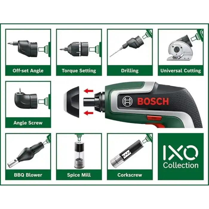 Bosch Home and Garden Akülü Vidalama IXO için Mangal Üfleme Aparatı Yeşil