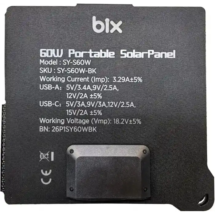 Bix 60W Katlanabilir Taşınabilir Solar Şarj Paneli IP67 Suya Dayanıklı USB-A USB-C ve DC Çıkışlı Power Station Uyumlu Kamp Karavan Outdoor Güneş Paneli