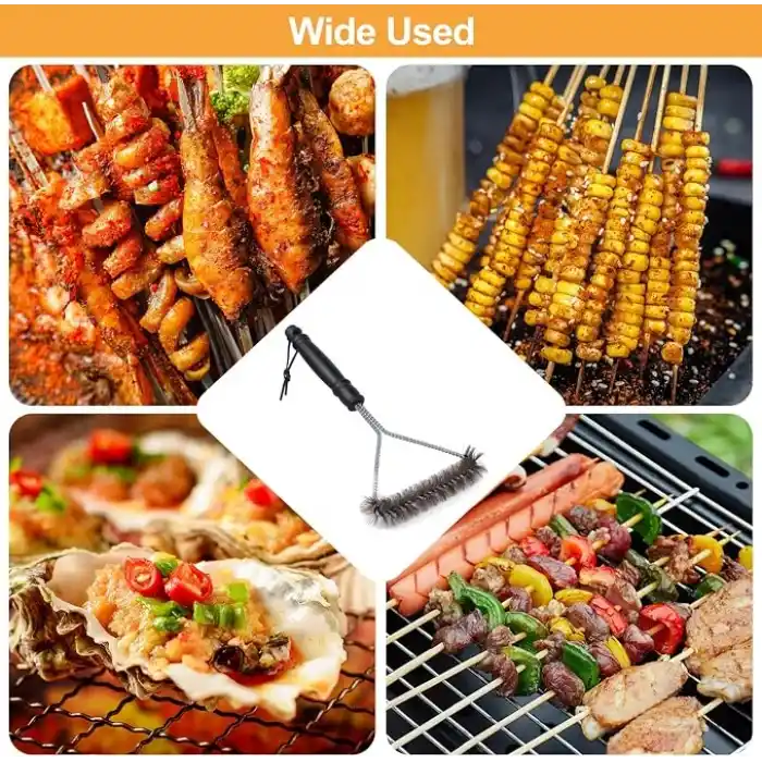 LOBVABA Mangal fırçası, ızgara temizleme fırçası, paslanmaz çelik, ekstra uzun mangal temizleme fırçası, gazlı ızgara için barbekü ızgara temizleme fırçası, ısı yalıtımı, tel fırça, ızgara için mangal
