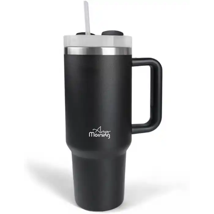 Any Morning Vaha 1200 ml Üç Kademe Çevirmeli Kapaklı Çift Katman Çelik Termos Mug Siyah SI2440217