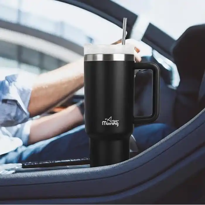 Any Morning Vaha 1200 ml Üç Kademe Çevirmeli Kapaklı Çift Katman Çelik Termos Mug Siyah SI2440217