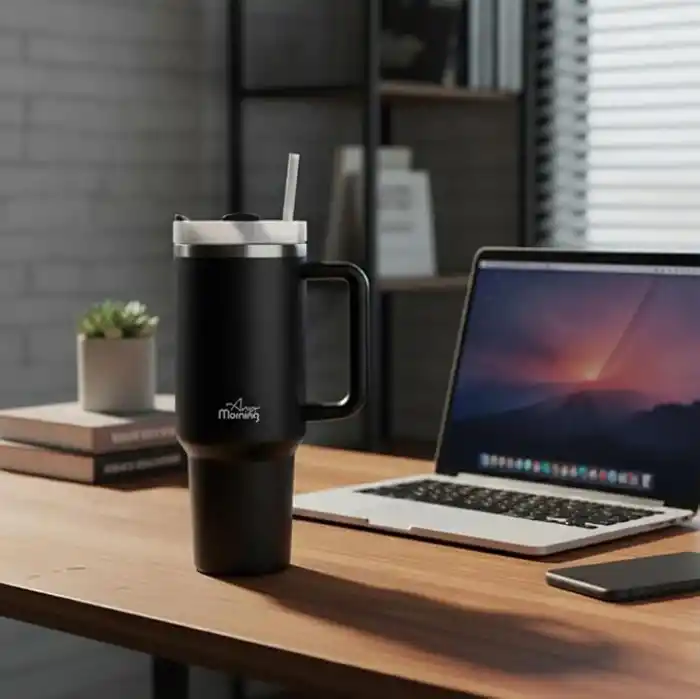 Any Morning Vaha 1200 ml Üç Kademe Çevirmeli Kapaklı Çift Katman Çelik Termos Mug Siyah SI2440217
