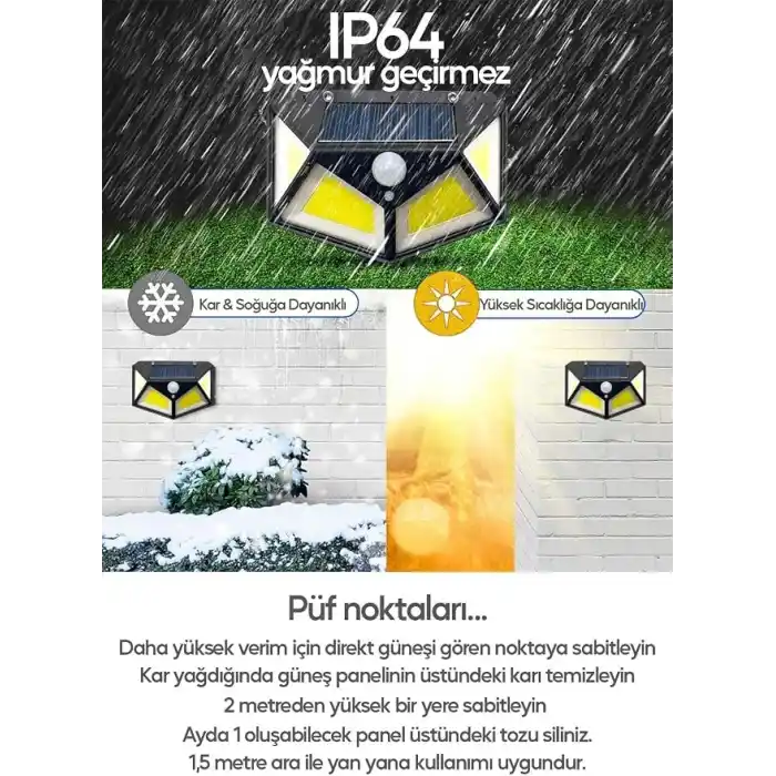 Coverzone Harekete Sensörlü Solar Enerjili Işık Bahçe Işıklandırmak için Lamba Dış Mekan için Uygun Güneş Enerjili Aydınlatma Piknik Kamp Tatil için Bahçe, Havuz Kenarı Aydınlatması BK-100B COB