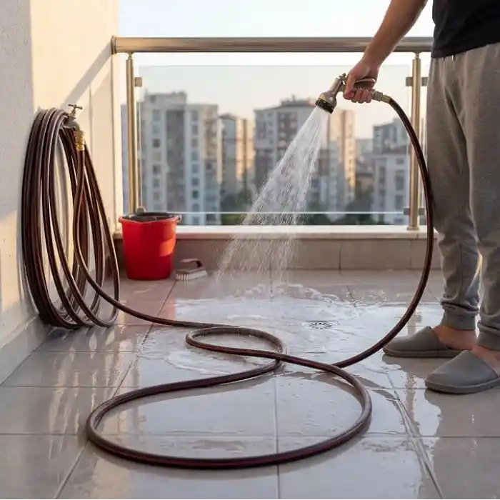 MallArt® Ekonomik Bahçe Hortumu 10 MT - Dayanıklı Esnek Sulama Hortumu, Balkon Çiçek Sulama ve Araç Oto Yıkama Hortumu