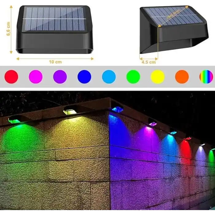 GreenTech Solar Duvar Lambası Renk Değiştiren, Siyah, 4 Adet, GT-SL16