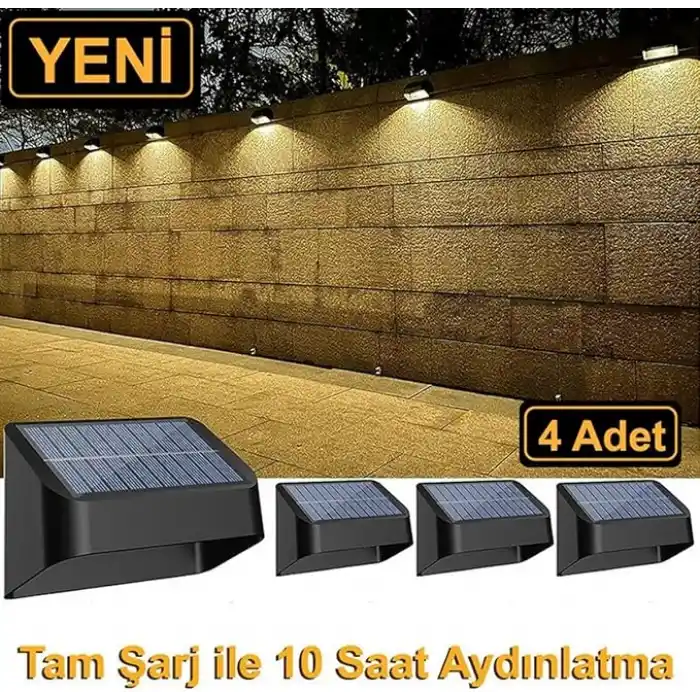 GreenTech Solar Duvar Lambası Renk Değiştiren, Siyah, 4 Adet, GT-SL16