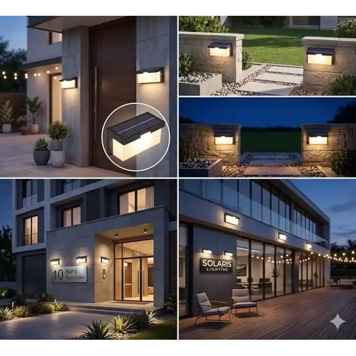 Barbaros Solar 2 Kademe Hareket Sensörlü Cata Dış Mekan LED Aplik - 40W Güçlü 4300 Lümen 3200K Gün Işığı - IP44 Su Geçirmez Kablosuz Bahçe, Teras ve Duvar Aydınlatması (Güneş Enerjili)