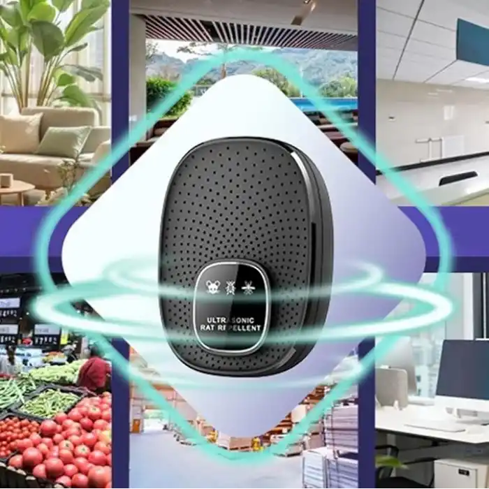 Ultrasonik Fare Böcek Kovucu, Akıllı Çip Teknolojisi, 7x24 Koruma, Evcil Hayvan Dostu, 500m² Kapsama Alanı, 3 Modlu, USB Güç Kaynağı, Siyah