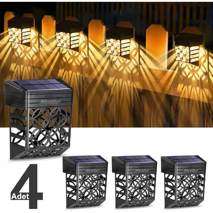 Greentech Güneş Enerjili Duvar ve Çit LED Aydınlatma 4 Adet/GT-SL22