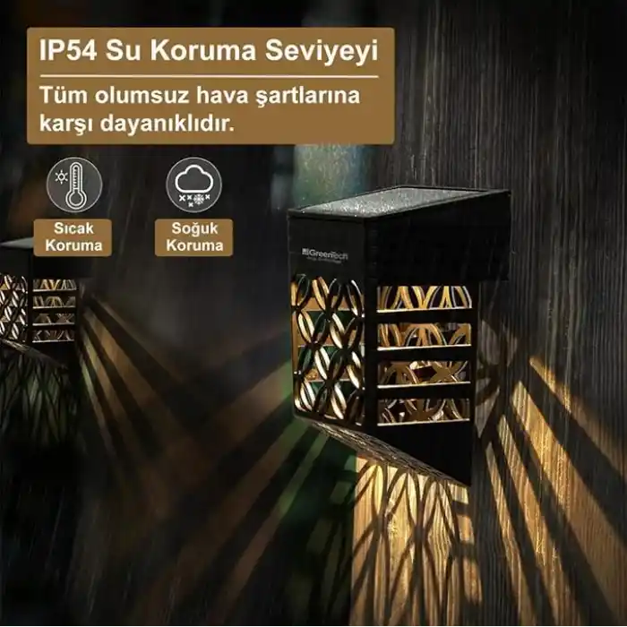 Greentech Güneş Enerjili Duvar ve Çit LED Aydınlatma 4 Adet/GT-SL22