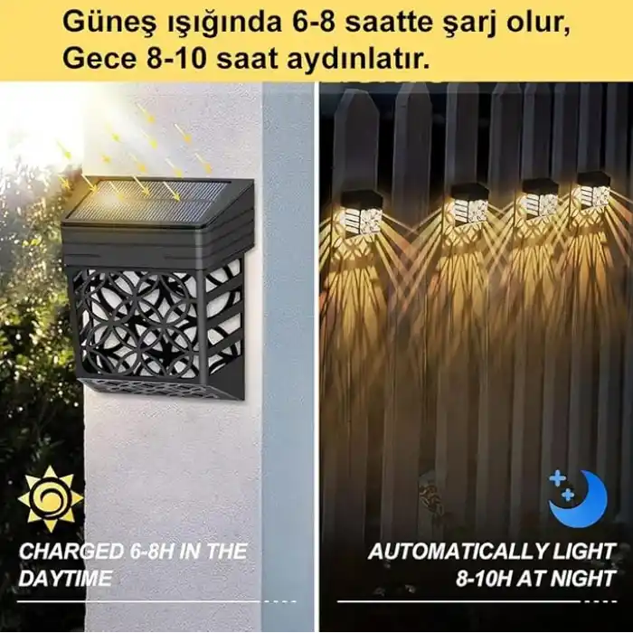 Greentech Güneş Enerjili Duvar ve Çit LED Aydınlatma 4 Adet/GT-SL22