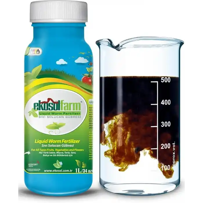 EkosolFarm Organik%100 Solucan Gübresi Toz 10 KG + 1 Litre Sıvı Organik Gübre