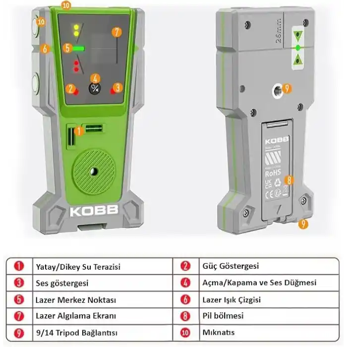 KOBB KBL8RG 60 Metre Lazer Hizalama Dedektörü