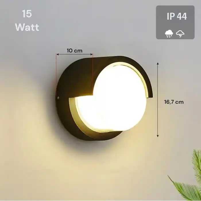 Ucuz Geldi 15w Modern Tasarım Led Aplik İç ve Dış Mekan Duvar Lambası Cata Dominik 3200k Gün Işığı Bahçe Duvar Apliği (Yuvarlak)