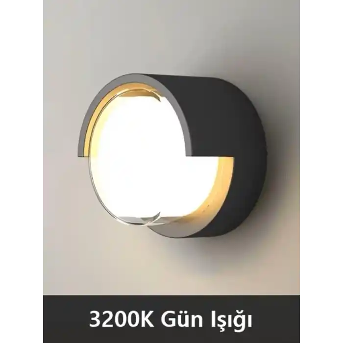 Ucuz Geldi 15w Modern Tasarım Led Aplik İç ve Dış Mekan Duvar Lambası Cata Dominik 3200k Gün Işığı Bahçe Duvar Apliği (Yuvarlak)