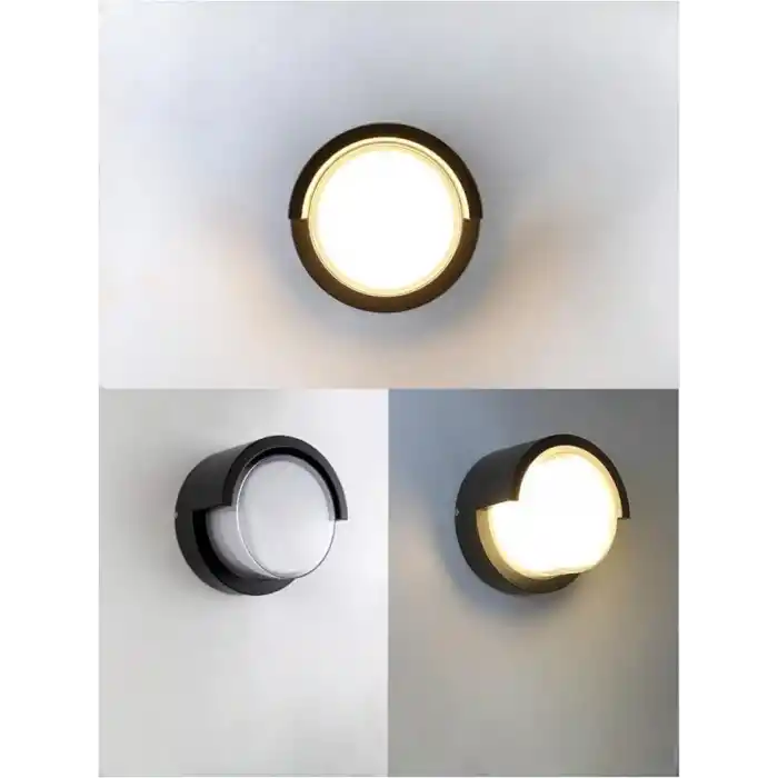 Ucuz Geldi 15w Modern Tasarım Led Aplik İç ve Dış Mekan Duvar Lambası Cata Dominik 3200k Gün Işığı Bahçe Duvar Apliği (Yuvarlak)