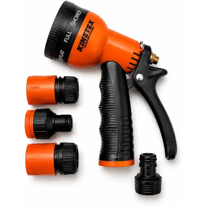 KINETEX 8 Modlu Bahçe Sulama Tabancası Seti, Ayarlanabilir Çok Fonksiyonlu Hortum Başlığı, Ergonomik Tetikli Su Püskürtme Tabancası, Bahçe, Araç Yıkama ve Dış Mekan Temizliği İçin