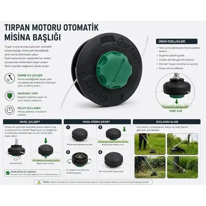 Tırpan Motoru için Otomatik Misina Başlığı Plastik, Çim Biçme