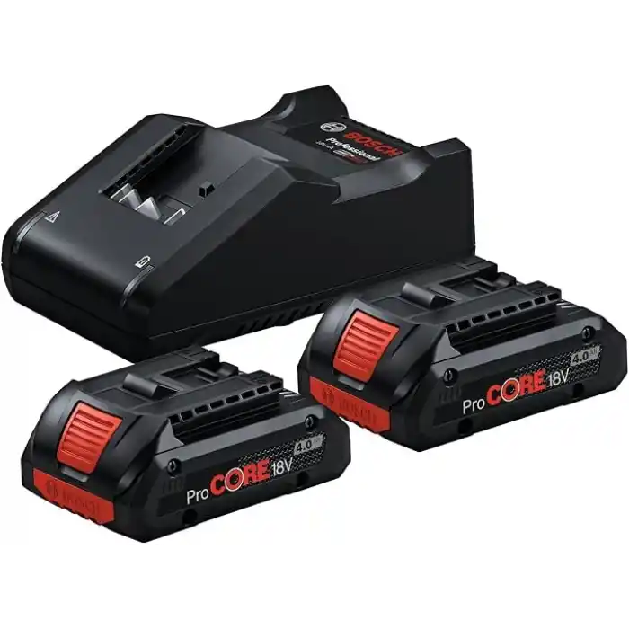 Bosch Professional 18 Volt Akü Şarj Cihazı Seti (2 x ProCORE 4,0 Ah Li-Ion Akü + GAL 18V-40 Şarj Cihazı, Modül, Karton kutuda)