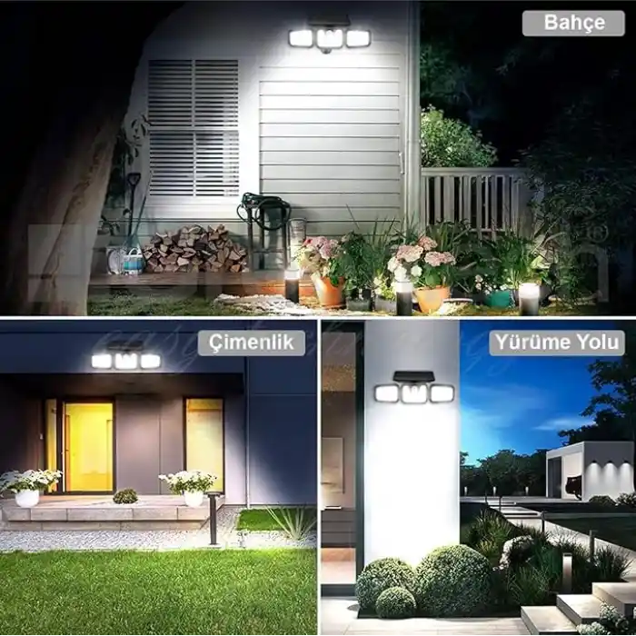 GreenTech Solar Duvar Lambası Hareket Sensörlü 74 SMD LED, Siyah, GT-SL07