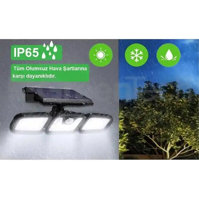 GreenTech Solar Duvar Lambası Hareket Sensörlü 74 SMD LED, Siyah, GT-SL07