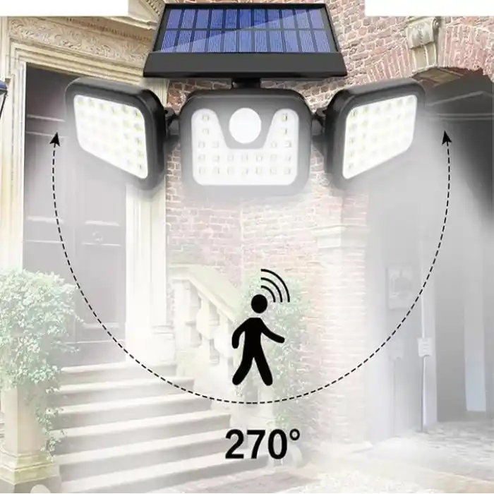 GreenTech Solar Duvar Lambası Hareket Sensörlü 74 SMD LED, Siyah, GT-SL07