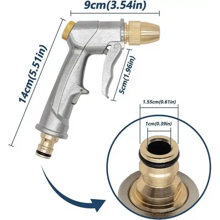 Çok Fonksiyonlu Çelik Basınçlı Bahçe Sulama Tabancası, 6-8 Modlu, Metal Gövdeli