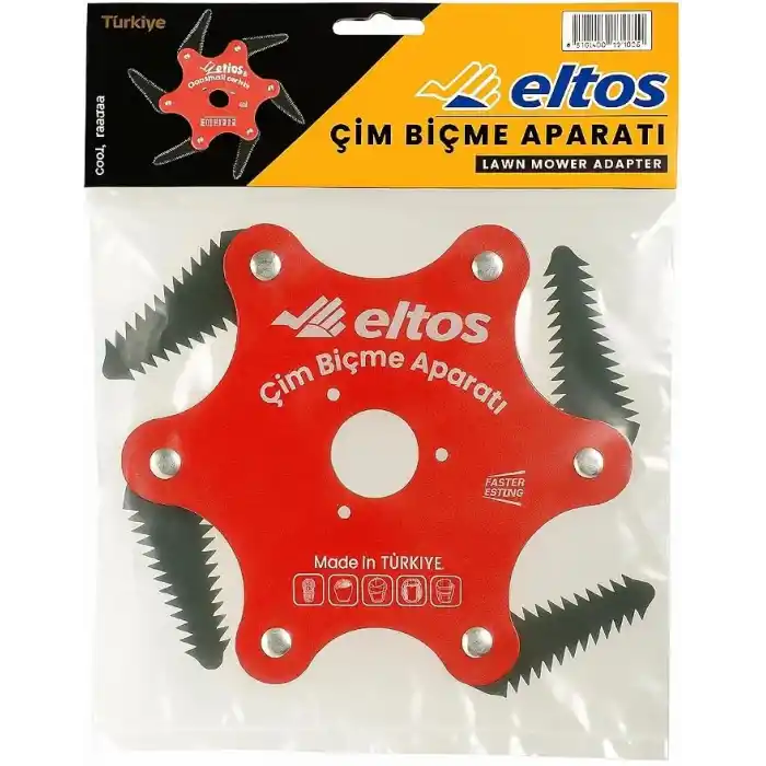 Eltos Çim Biçme Aparatı, 6 Bıçaklı, Ergonomik, Metal, Bahçe Tırpan Makinesi Ek Parça, CBA250