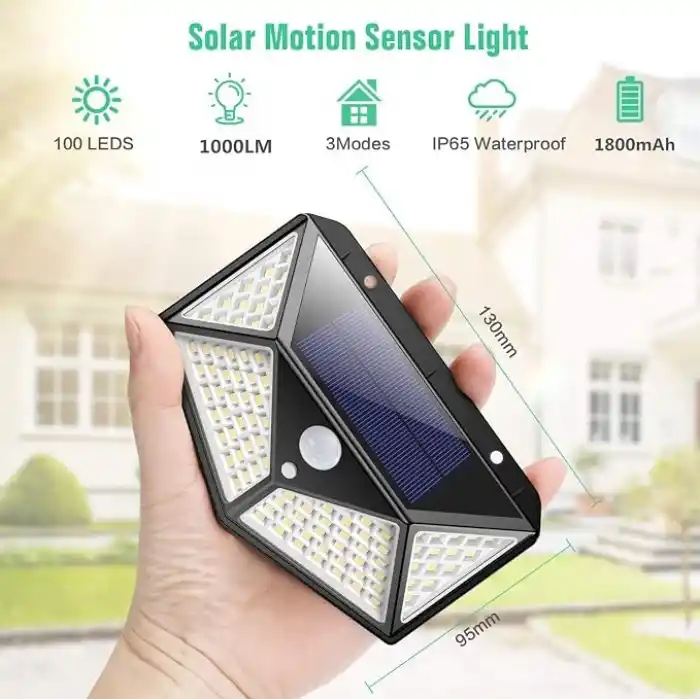 AEE® 2 Adet Solar Bahçe Aydınlatması – 100 LED Süper Parlak | Güneş Enerjili, 3 Modlu, IP65 Su Geçirmez, Hareket Sensörlü, 270° Geniş Açı, 2200 mAh Batarya
