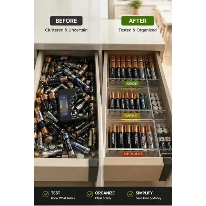 Busstier Universal Pil Test Cihazı, Dijital Pil Ölçer ve Pil Kontrol Cihazı, Alkalin ve Düğme Piller İçin