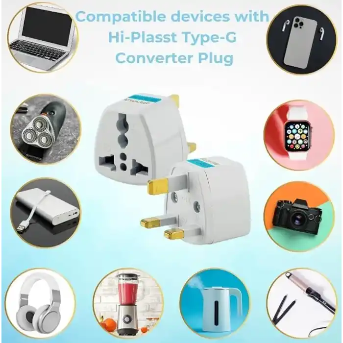 Kyrotech Tip G, İngiliz Adaptör Fişi, Hindistan, İngiltere, Dubai, Hong Kong, Singapur, Kıbrıs Fişi, Hac, Umre Uyumlu, 2 ve 3 Uçlu Seyahat Fiş Çevirici Dönüştürücü Priz, Uluslararası Güç Adaptörü