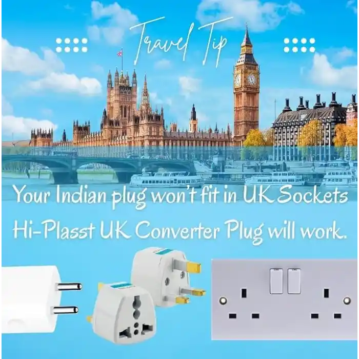 Kyrotech Tip G, İngiliz Adaptör Fişi, Hindistan, İngiltere, Dubai, Hong Kong, Singapur, Kıbrıs Fişi, Hac, Umre Uyumlu, 2 ve 3 Uçlu Seyahat Fiş Çevirici Dönüştürücü Priz, Uluslararası Güç Adaptörü