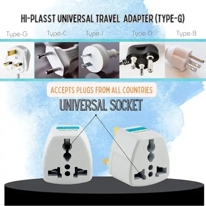 Kyrotech Tip G, İngiliz Adaptör Fişi, Hindistan, İngiltere, Dubai, Hong Kong, Singapur, Kıbrıs Fişi, Hac, Umre Uyumlu, 2 ve 3 Uçlu Seyahat Fiş Çevirici Dönüştürücü Priz, Uluslararası Güç Adaptörü