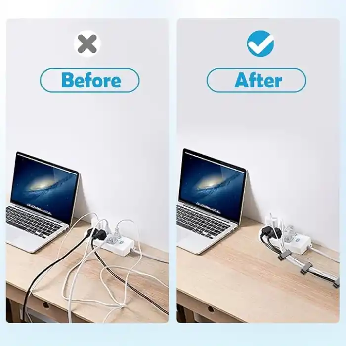 AEE® 12 Adet Kablo Düzenleyici Klips Seti Yapışkanlı Kablo Kanalı Organizer Masa Ofis Kablo Toplayıcı Siyah