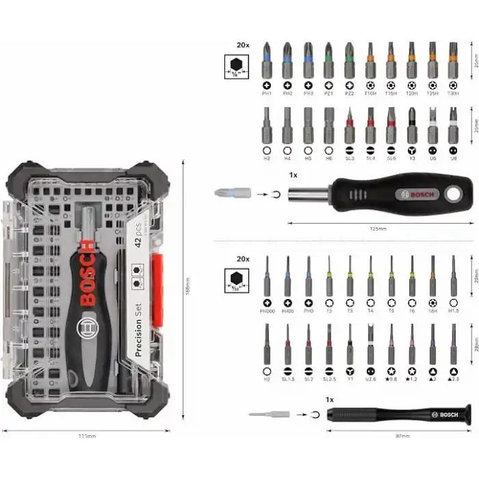 Bosch Hassas Tornavida Ucu Seti 42 Parçalı Set