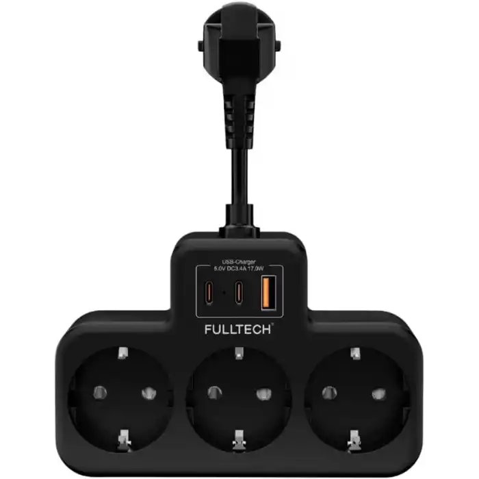 Akım Korumalı Priz, Duvar Priz Çoğaltıcı, 3x Priz Soketi, 2x Type-C Girişi, 1x Usb Girişi, Çocuk Korumalı ve Isıya Dayanıklı Yapı, Aşırı Gerilim Koruyucu, 16A/3680W (Kablosuz) (Beyaz)