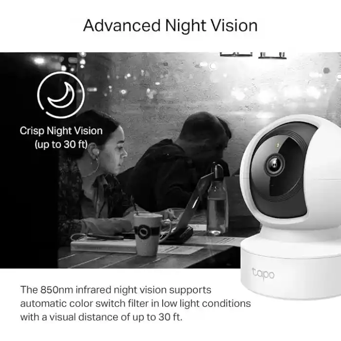 Tapo C212, 2K 3MP İç Mekan Wi-Fi/Ethernet Güvenlik Kamerası, Kişi Tespit ve Hareket Takibi, 360°, Gelişmiş Gece Görüşü, Çift Yönlü Sesli İletişim, Bulut/Yerel Depolama, Bebek Ağlaması Tespiti