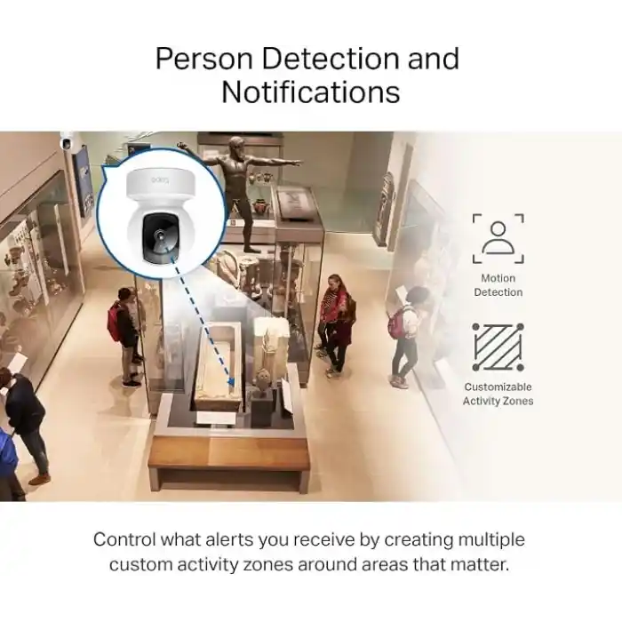 Tapo C212, 2K 3MP İç Mekan Wi-Fi/Ethernet Güvenlik Kamerası, Kişi Tespit ve Hareket Takibi, 360°, Gelişmiş Gece Görüşü, Çift Yönlü Sesli İletişim, Bulut/Yerel Depolama, Bebek Ağlaması Tespiti