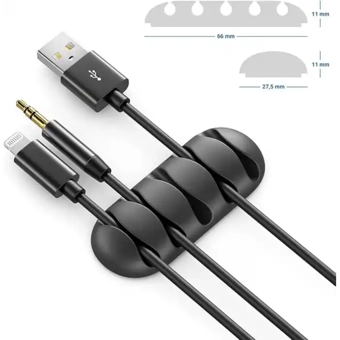 AEE® 9 Adet Yapışkanlı Kablo Düzenleyici 5 Yuvalı Kablo Tutucu Organizer Siyah, Kablo Sabitleyici, Masaüstü Bilgisayar Telefon Şarj Kablo Toplayıcı Çalışma Masası Ofis Toparlayıcı Klips