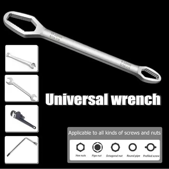 AEE® Evrensel Çift Başlı Tork Anahtar 8–22 mm | Çok Amaçlı Universal Anahtar | Altıgen, Yuvarlak, Profil Somun Uyumlu | Bisiklet, Araba, Ev ve Atölye Kullanımı