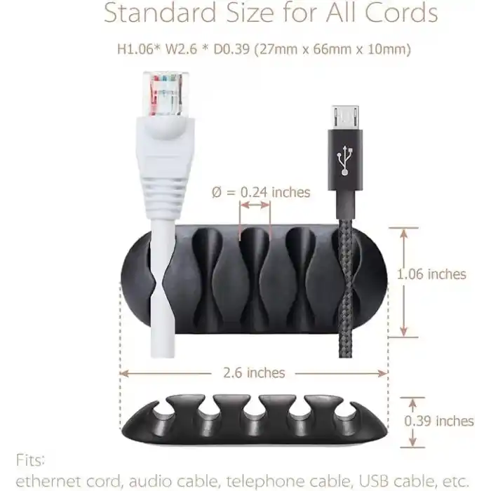 AEE® 9 Adet Yapışkanlı Kablo Düzenleyici 5 Yuvalı Kablo Tutucu Organizer Siyah, Kablo Sabitleyici, Masaüstü Bilgisayar Telefon Şarj Kablo Toplayıcı Çalışma Masası Ofis Toparlayıcı Klips