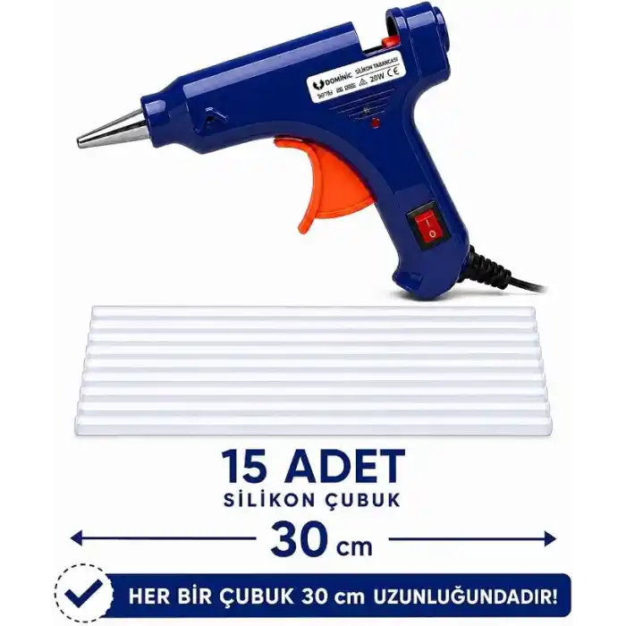 20W Sıcak Silikon Tabancası, Hızlı Isınan, Hobi ve Tamirat için, El Sanatları, DIY Projeleri, 15 Adet Silikon Çubuk Dahil