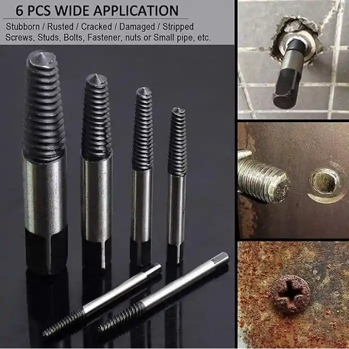 AEE® 6lı Profesyonel Vida Çıkarma Seti Kırık Civata Kılavuz Çıkarıcı Hasarlı Dönmeyen Sıkışmış Kırılmış Paslı Vida Sökme Aparatı Taşıma Kutulu