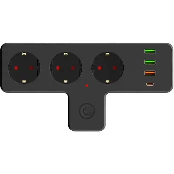 Yeni Nesil 3lü Duvar Priz Termal Akım Korumalı Priz 3 x USB, 1 x Type-C 20W PD Giriş